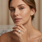3 Carat IGI Certified Emerald Cut Lab Grown Diamond Engagement Ring with Side Stones Lab - ( E-VS1 ) - Rosec Jewels