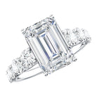 Emerald Cut 4 Carat Lab Grown Diamond Side Stone Engagement Ring with IGI Certificate Lab - ( E-VS1 ) - Rosec Jewels