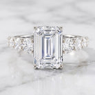 Emerald Cut 4 Carat Lab Grown Diamond Side Stone Engagement Ring with IGI Certificate Lab - ( E-VS1 ) - Rosec Jewels