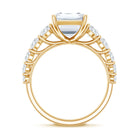 IGI Certified 5 Carat Big Lab Grown Diamond Emerald Cut Engagement Ring with Side Stones Lab - ( E-VS1 ) - Rosec Jewels
