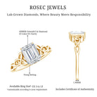 Rosec Jewels-2 Carat Emerald Cut Lab Grown Diamond Celtic Engagement Ring with IGI Certificate