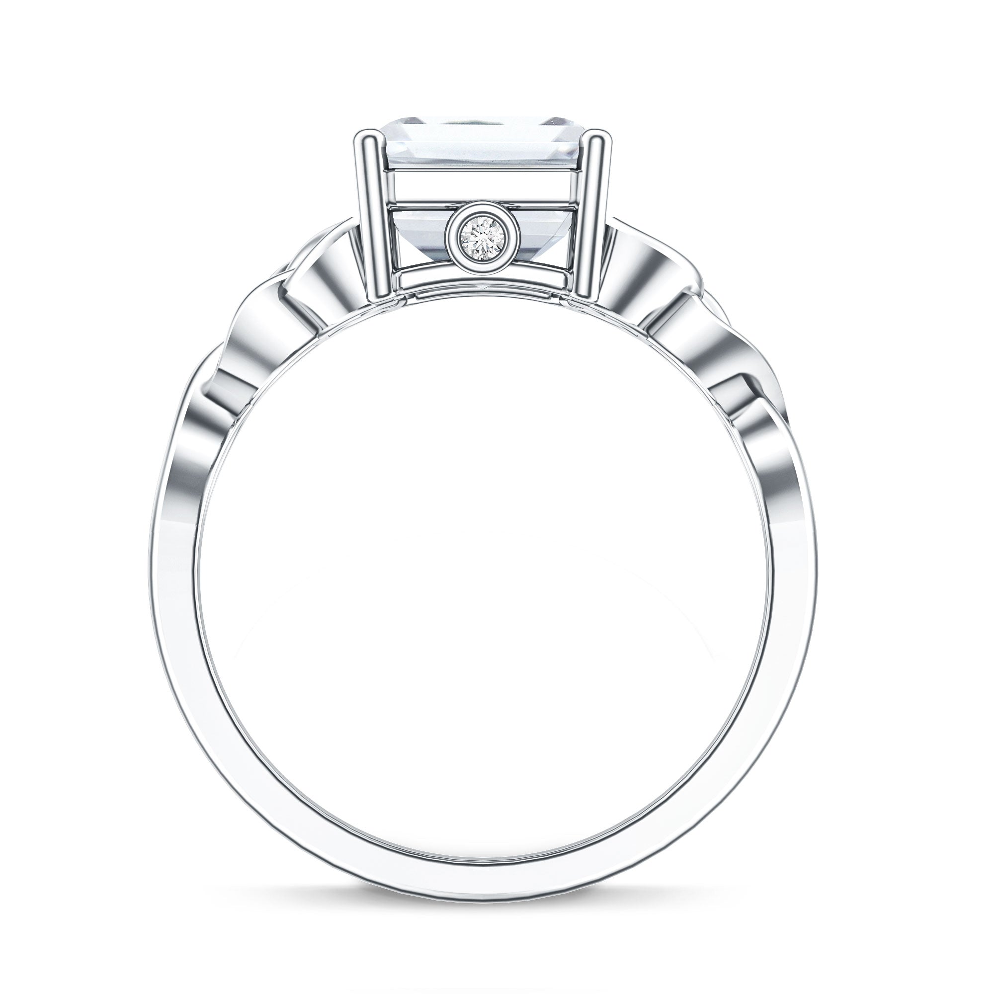 IGI Certified 4 Carat Emerald Cut Lab Grown Diamond Engagement Ring with Celtic Knot Lab - ( E-VS1 ) - Rosec Jewels