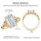 IGI Certified 4 Carat Emerald Cut Lab Grown Diamond Engagement Ring with Celtic Knot Lab - ( E-VS1 ) - Rosec Jewels
