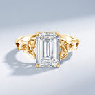 IGI Certified 4 Carat Emerald Cut Lab Grown Diamond Engagement Ring with Celtic Knot Lab - ( E-VS1 ) - Rosec Jewels