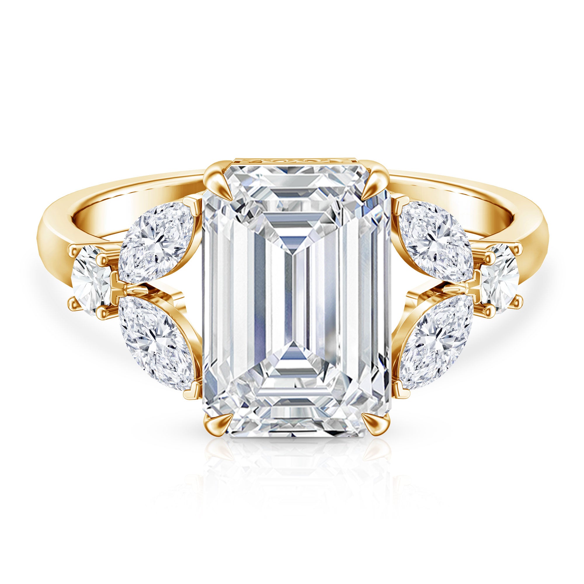 IGI Certified Emerald Cut Lab Grown Diamond Statement Engagement Ring 5 Carat Lab - ( E-VS1 ) - Rosec Jewels