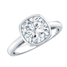 Rosec Jewels-3 Carat Solitaire Cushion Cut Lab Grown Diamond Bezel Engagement Ring with IGI Certificate