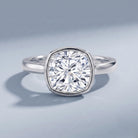 Bezel Set 2 Carat Lab Grown Diamond Cushion Engagement Ring IGI Certified Lab - ( E-VS1 ) - Rosec Jewels