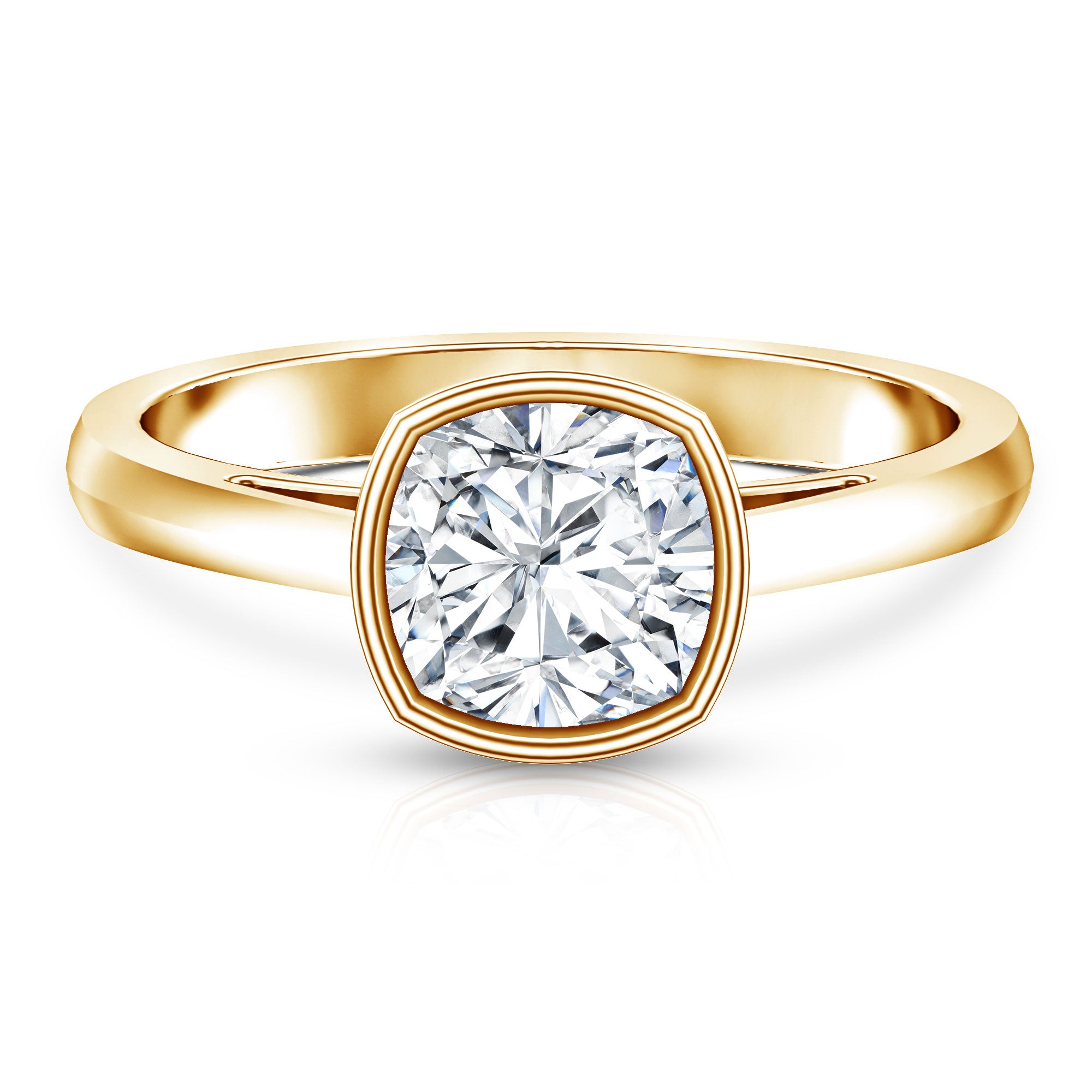 Bezel Set 2 Carat Lab Grown Diamond Cushion Engagement Ring IGI Certified Lab - ( E-VS1 ) - Rosec Jewels
