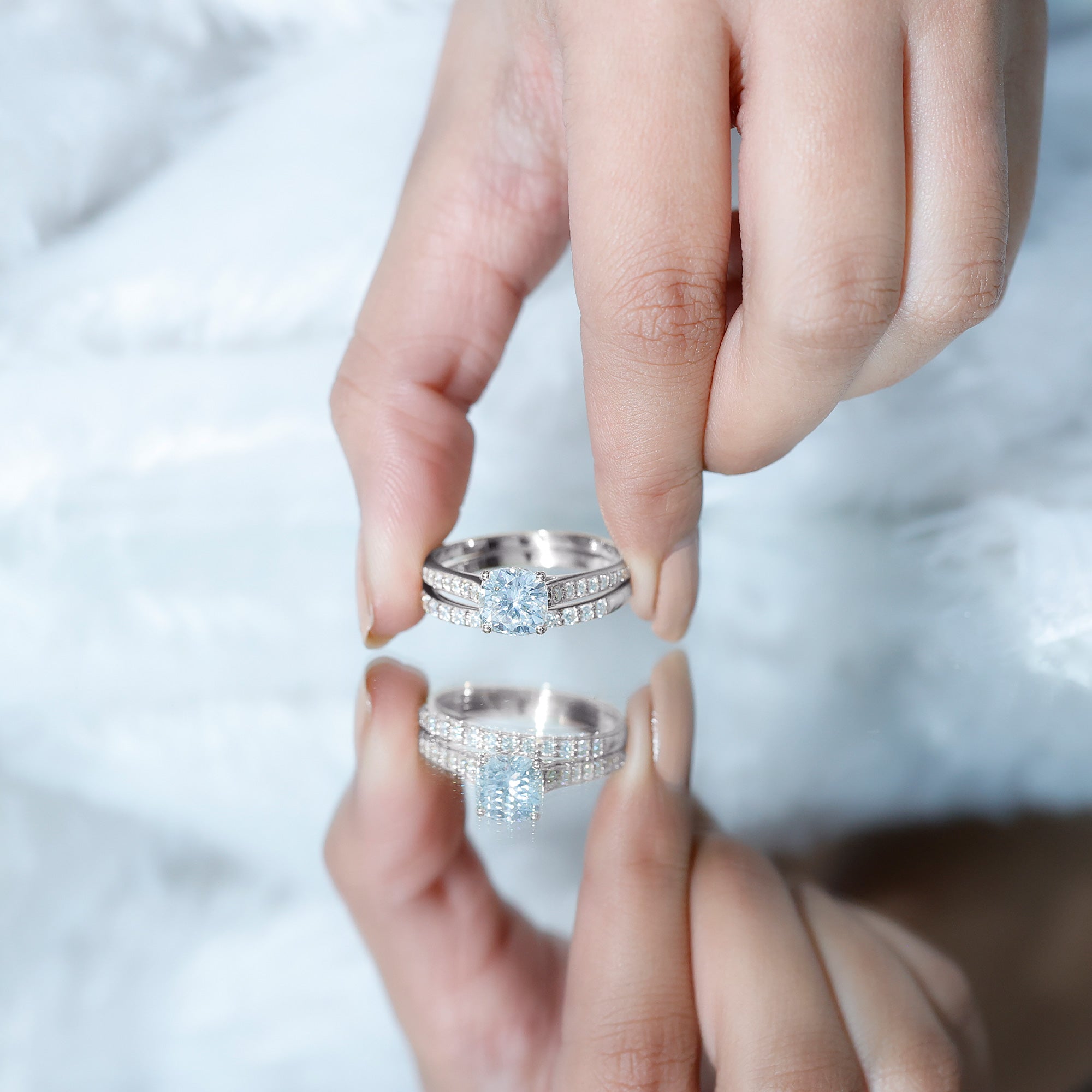 Rosec Jewels-IGI Certified Cushion Cut 3 Carat Lab Grown Diamond Bridal Ring Set for Women
