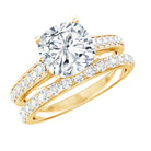 Rosec Jewels-IGI Certified Cushion Cut 3 Carat Lab Grown Diamond Bridal Ring Set for Women