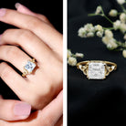 Rosec Jewels-IGI Certified 3 Carat Lab Grown Diamond Princess Cut Engagement Ring with Celtic Knot