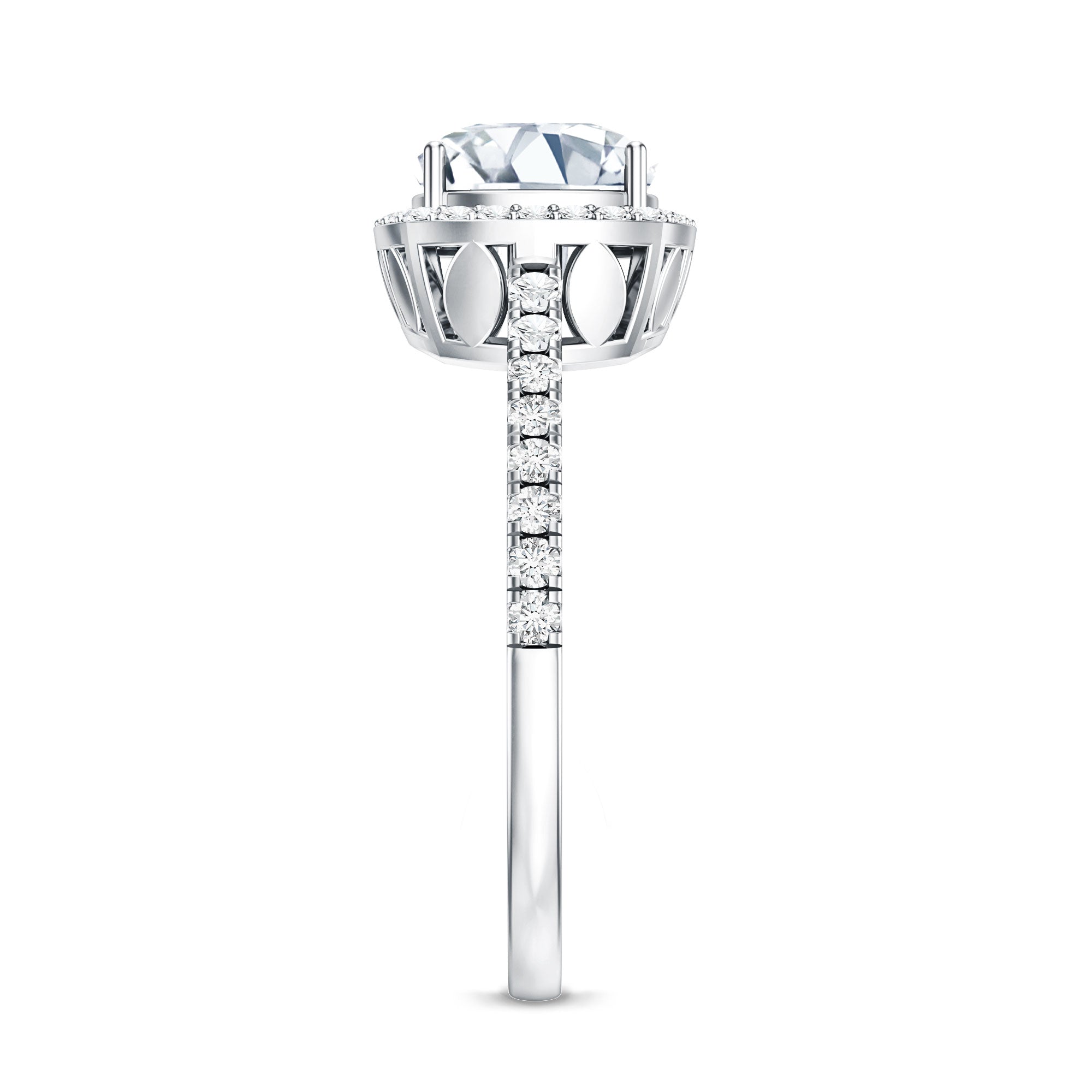 IGI Certified 2 Carat Cushion Cut Lab Grown Diamond Halo Engagement Ring Lab - ( E-VS1 ) - Rosec Jewels