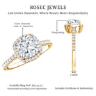 IGI Certified 2 Carat Cushion Cut Lab Grown Diamond Halo Engagement Ring Lab - ( E-VS1 ) - Rosec Jewels