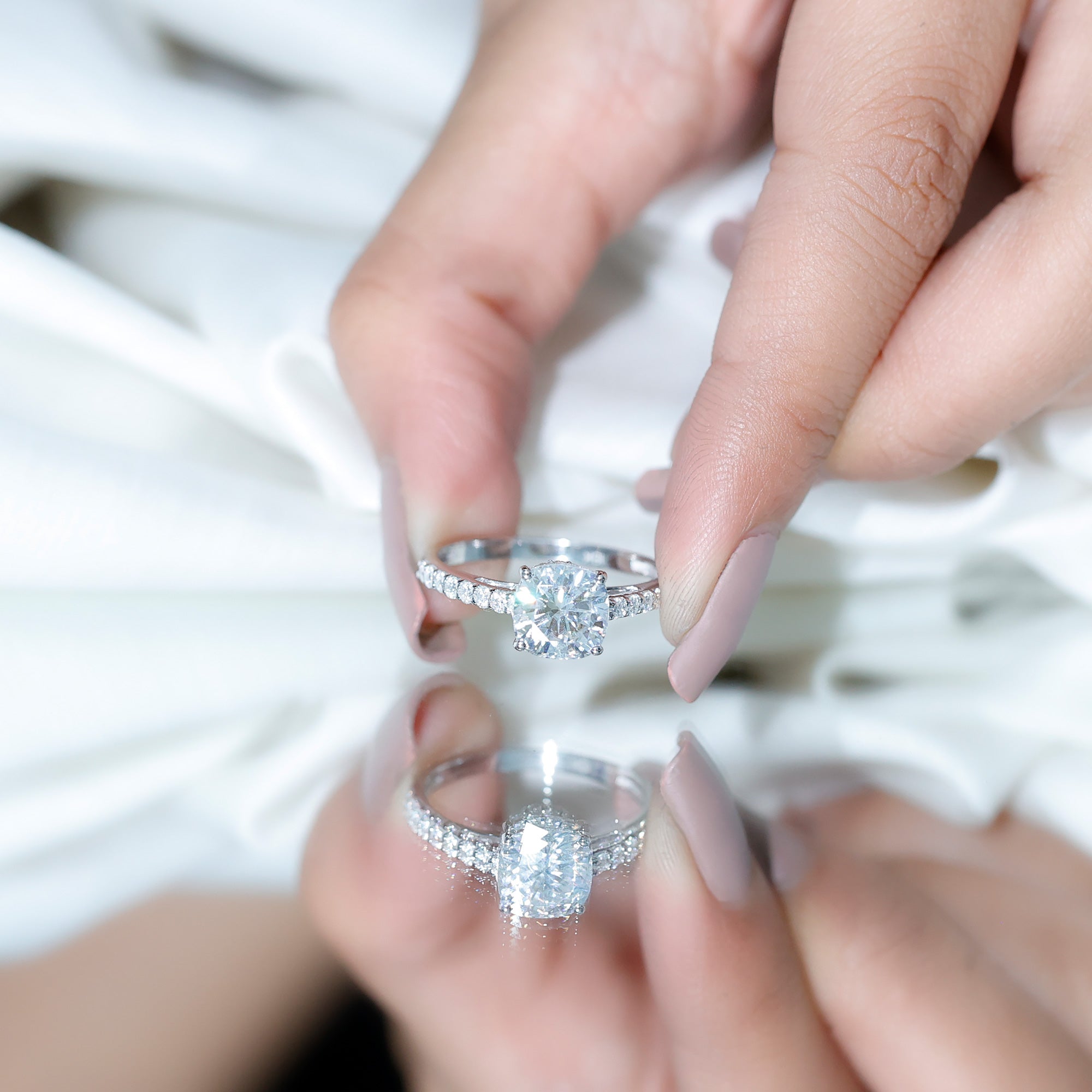 Rosec Jewels-3 Carat Cushion Cut Lab Diamond Solitaire Engagement Ring IGI Certified