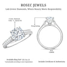 Cushion Cut 2 Carat Lab Grown Diamond Side Stone Engagement Ring IGI Certified Lab - ( E-VS1 ) - Rosec Jewels