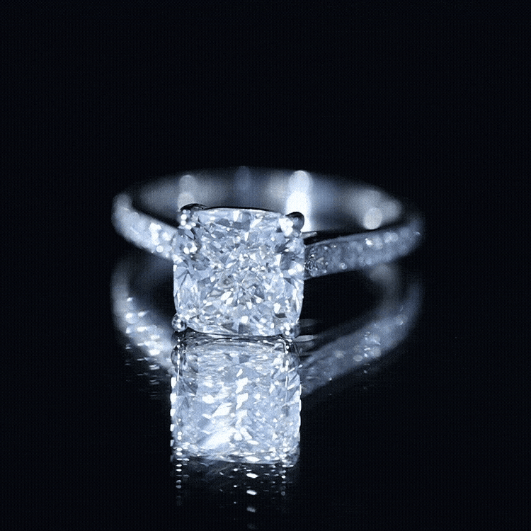 4 Carat Engagement Ring with IGI Certified Cushion Cut Lab Grown Diamond Lab - ( E-VS1 ) - Rosec Jewels
