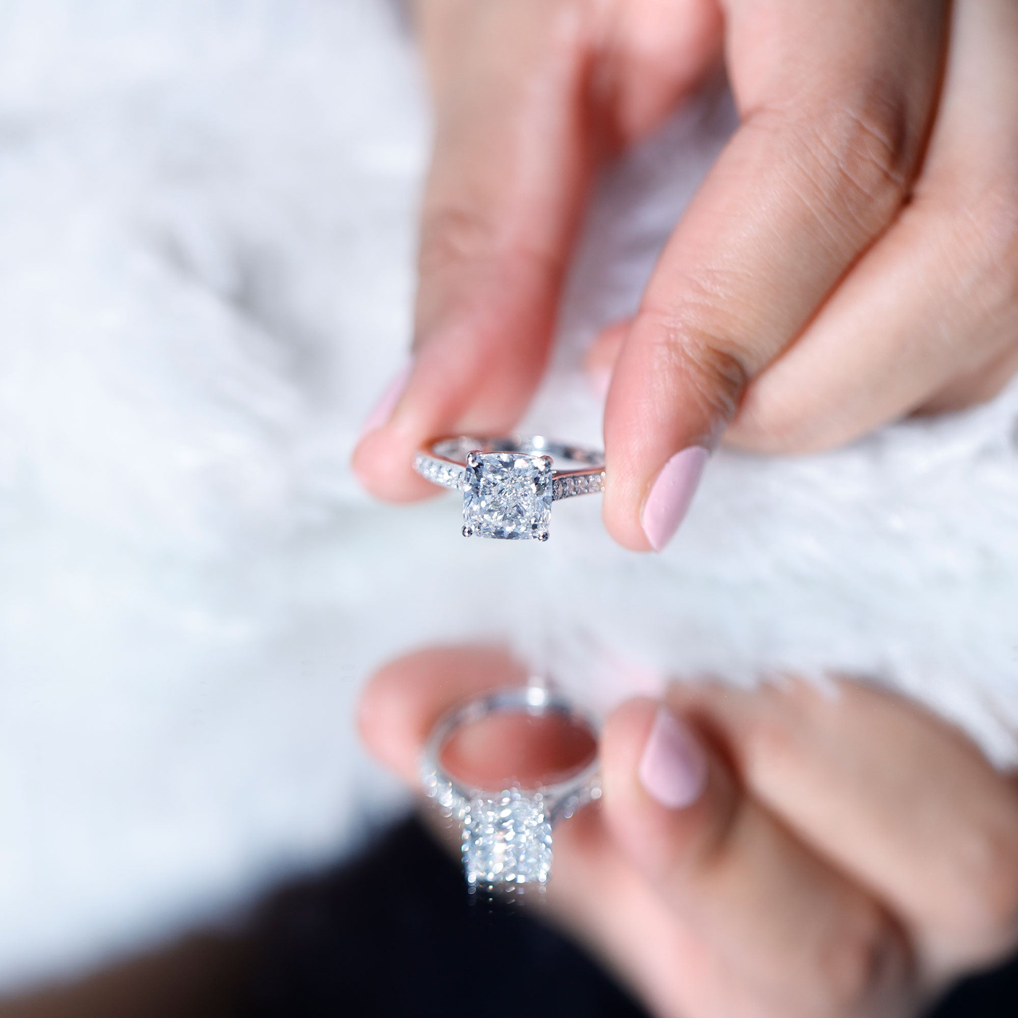 4 Carat Engagement Ring with IGI Certified Cushion Cut Lab Grown Diamond Lab - ( E-VS1 ) - Rosec Jewels