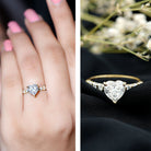 Rosec Jewels-1 Carat IGI Certified Lab Grown Diamond Heart Engagement Ring with Side Stones