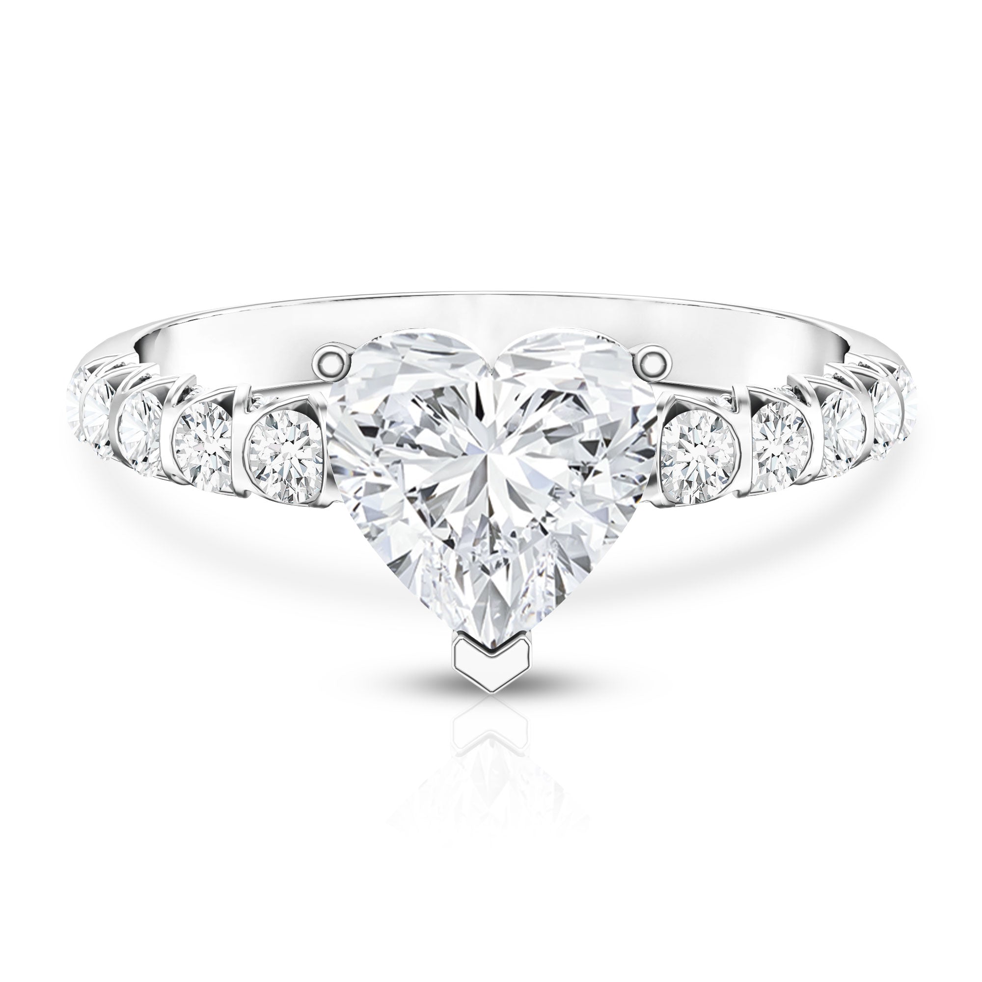 2 Carat Heart Shaped Lab Grown Diamond Engagement Ring with IGI Certificate Lab - ( E-VS1 ) - Rosec Jewels
