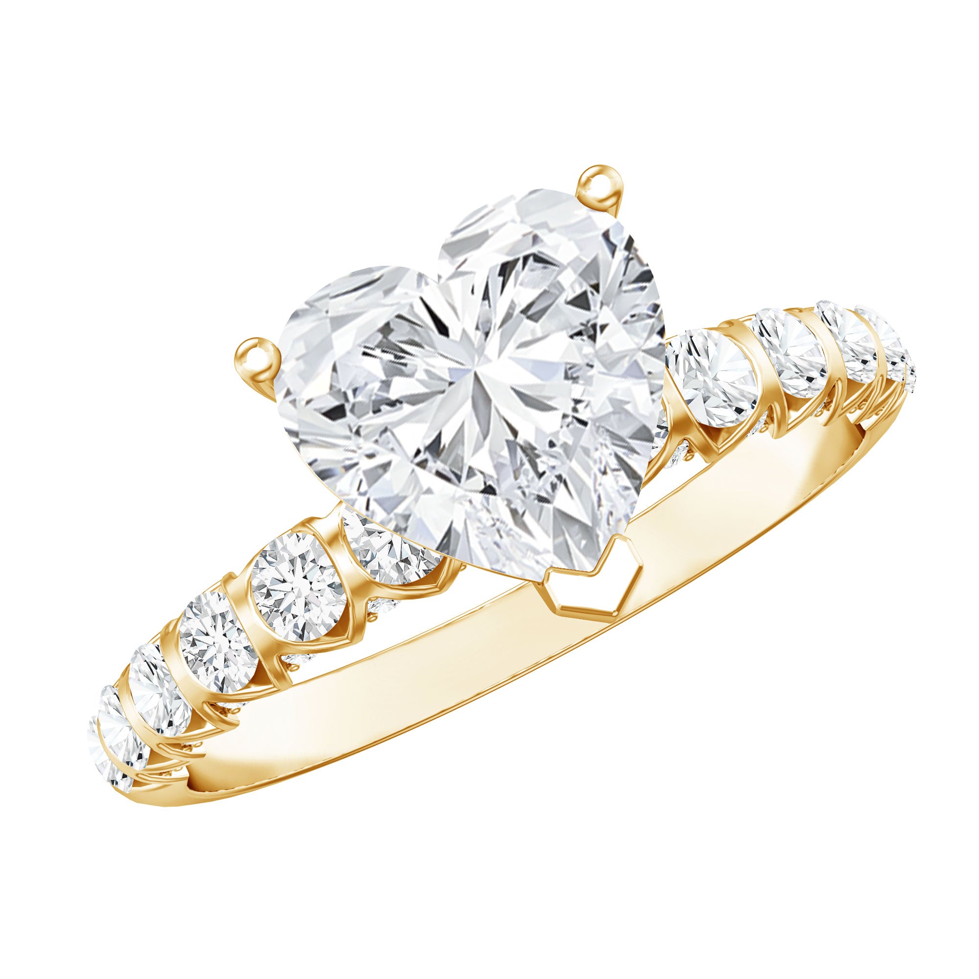 2 Carat Heart Shaped Lab Grown Diamond Engagement Ring with IGI Certificate Lab - ( E-VS1 ) - Rosec Jewels