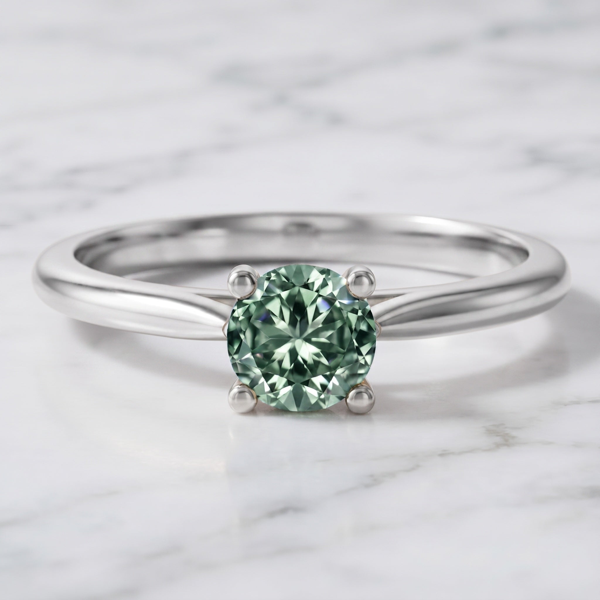 IGI Certified Lab Grown Green Diamond 1 Carat Solitaire Ring for Women Vivid Green - VS1 - Rosec Jewels