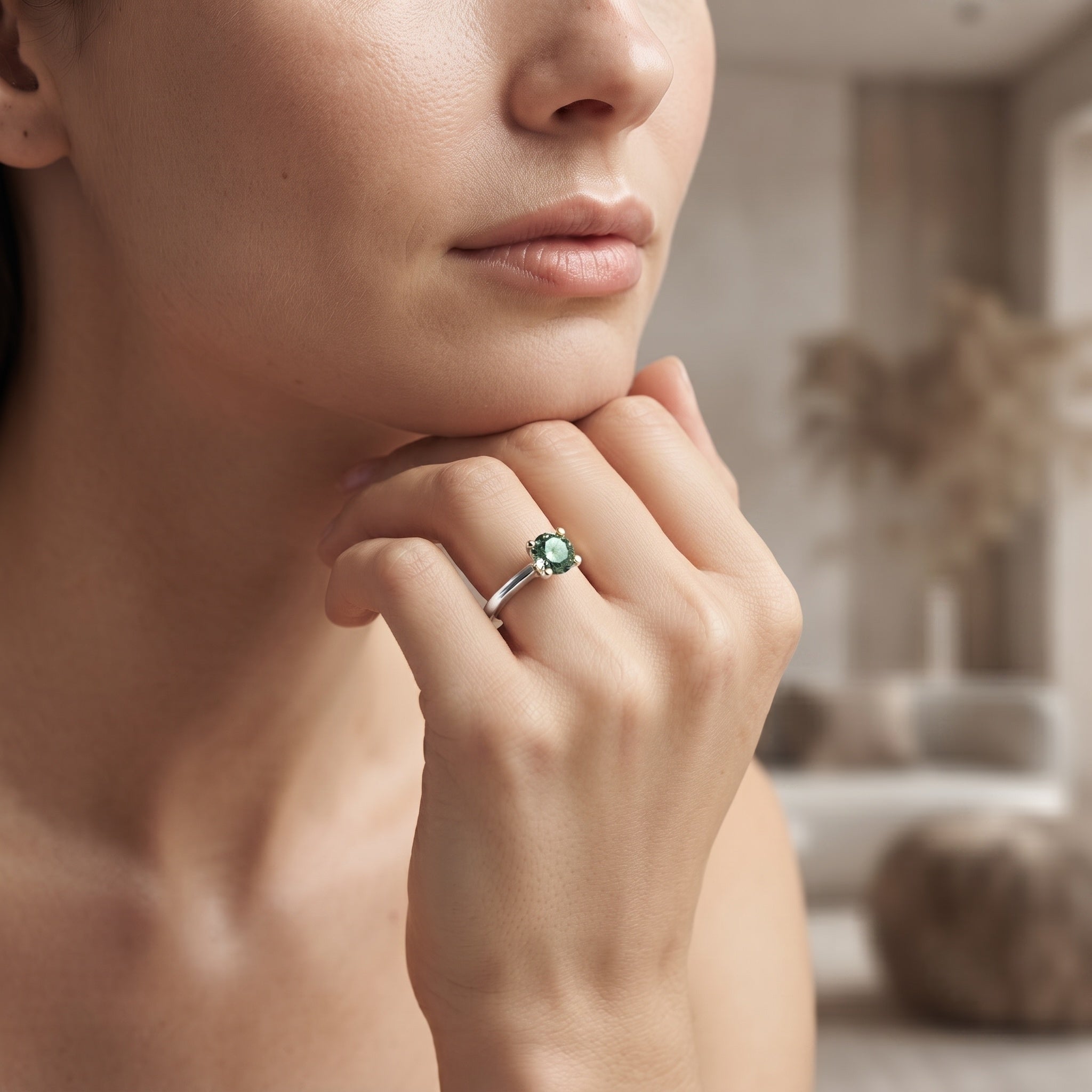 IGI Certified Lab Grown Green Diamond 1 Carat Solitaire Ring for Women Vivid Green - VS1 - Rosec Jewels