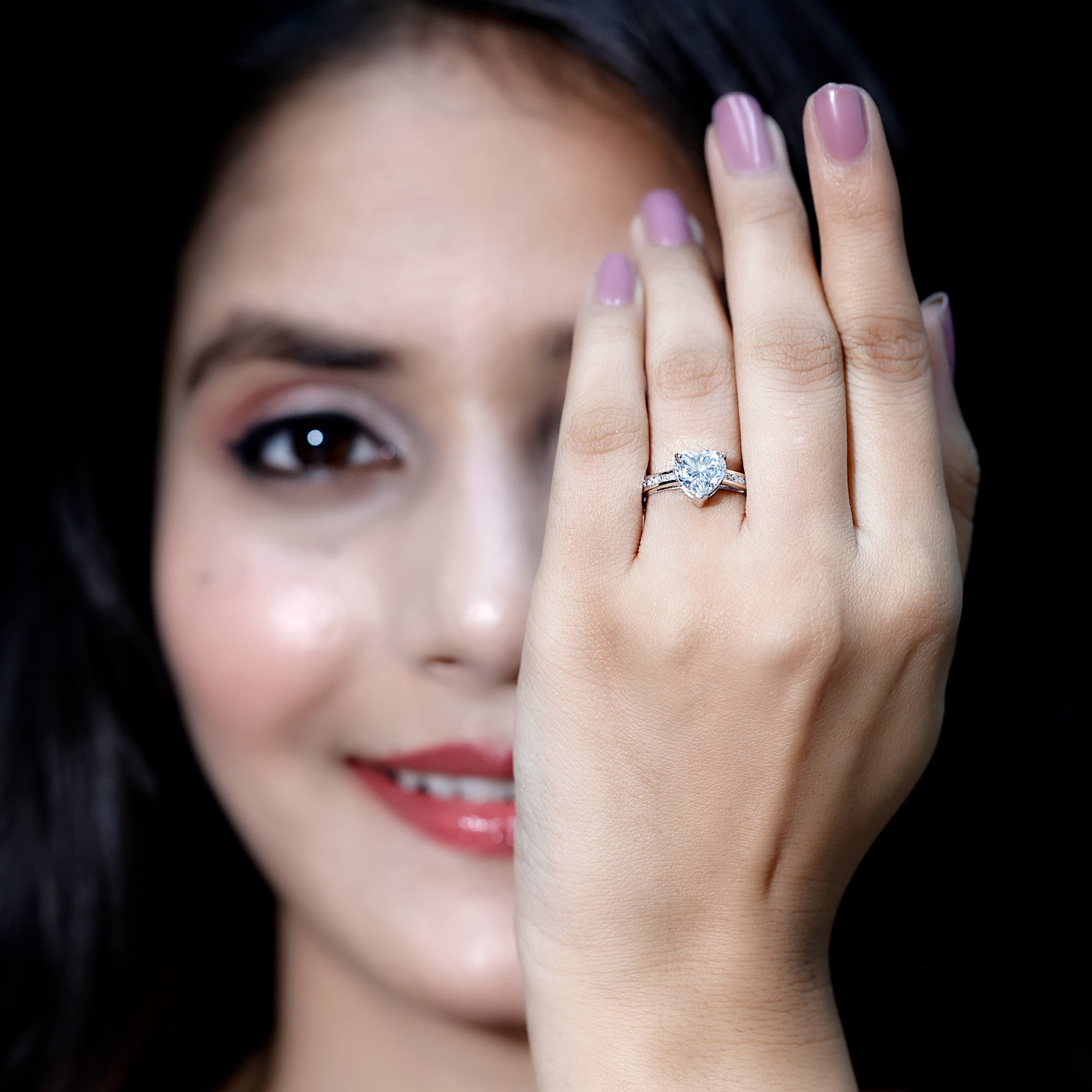 Rosec Jewels-IGI Certified 2 Carat Lab Grown Diamond Heart Engagement Ring for Women