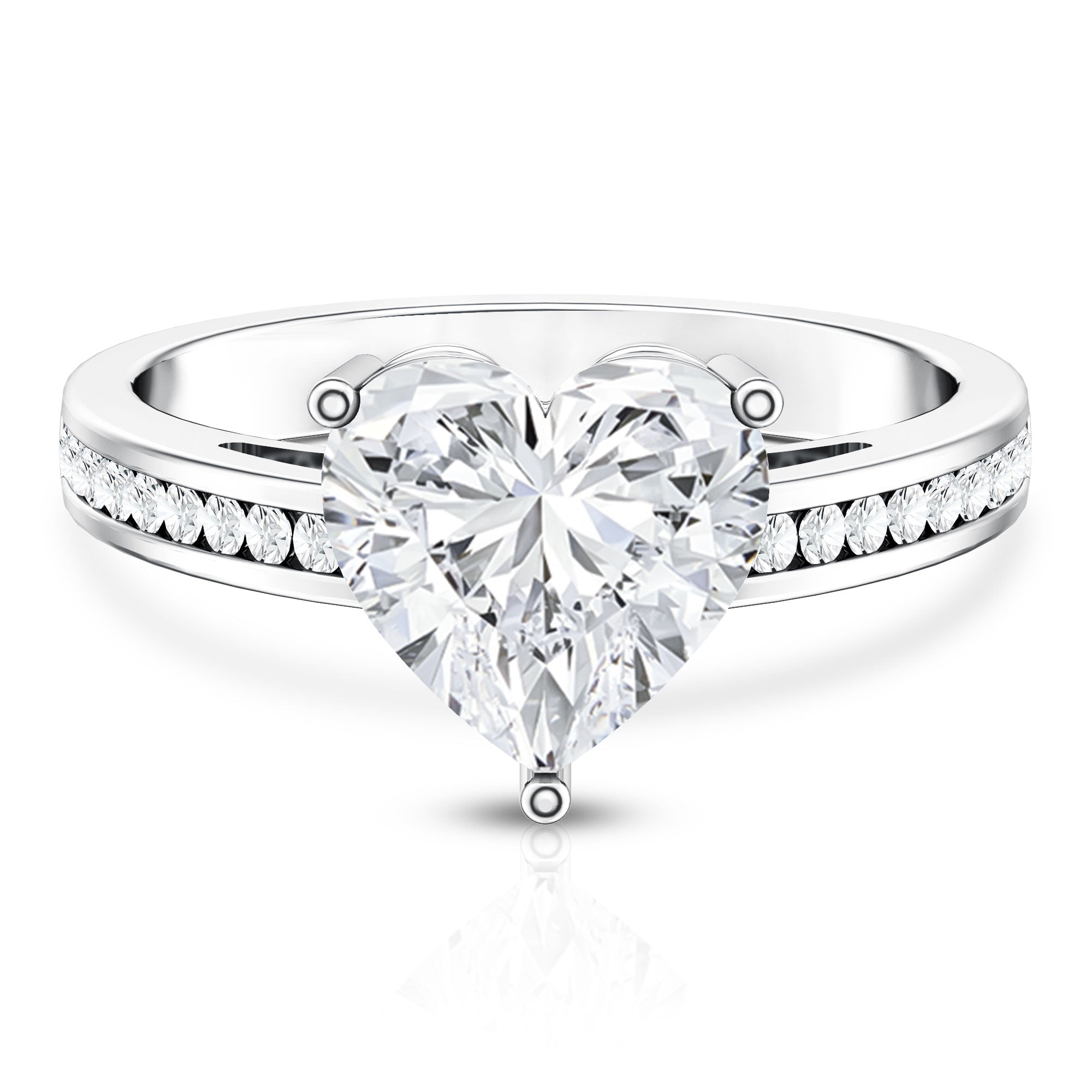 IGI Certified 3 Carat Lab Grown Diamond Heart Engagement Ring Lab - ( E-VS1 ) - Rosec Jewels