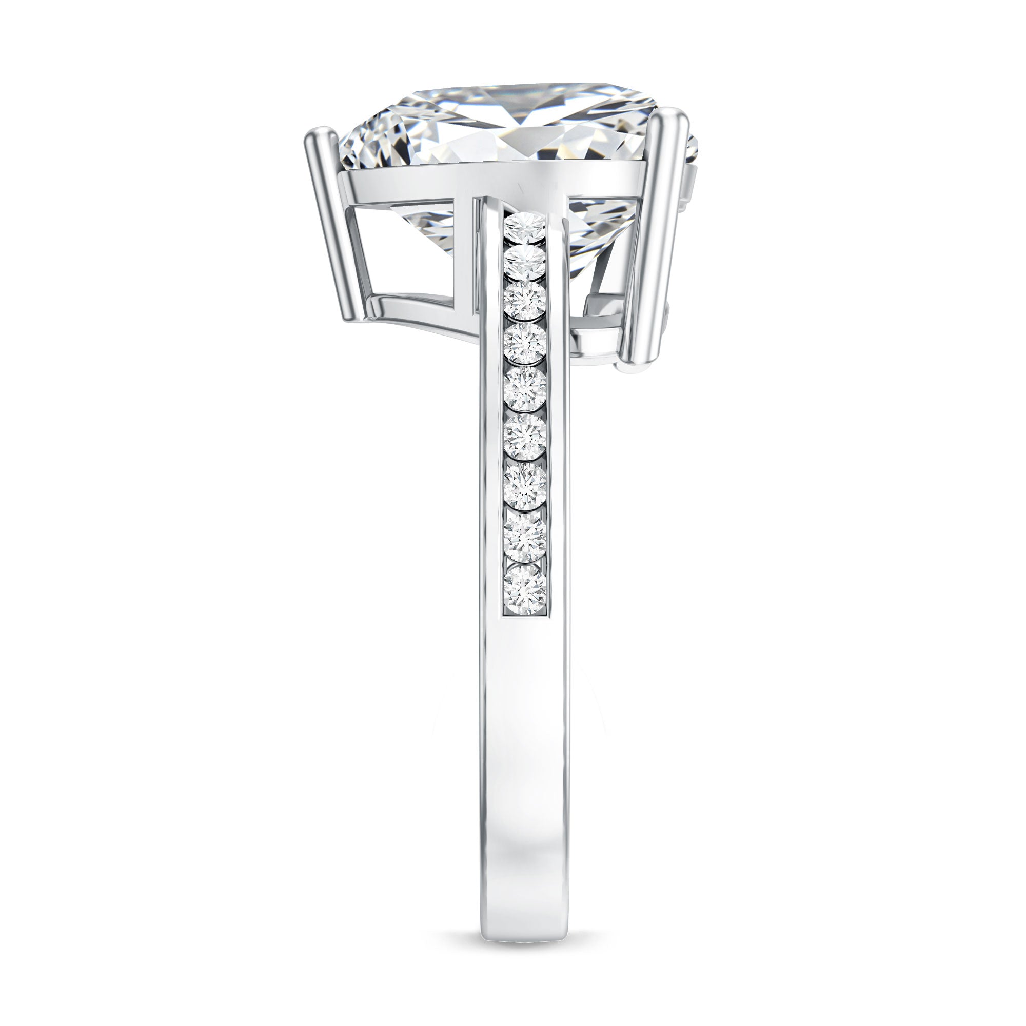 IGI Certified 5 Carat Lab Grown Diamond Heart Engagement Ring with Side Stones Lab - ( E-VS1 ) - Rosec Jewels