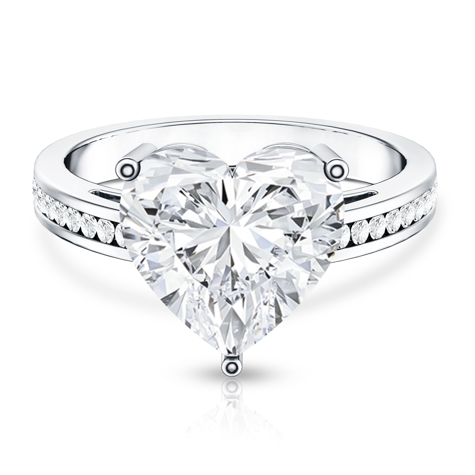 IGI Certified 5 Carat Lab Grown Diamond Heart Engagement Ring with Side Stones Lab - ( E-VS1 ) - Rosec Jewels