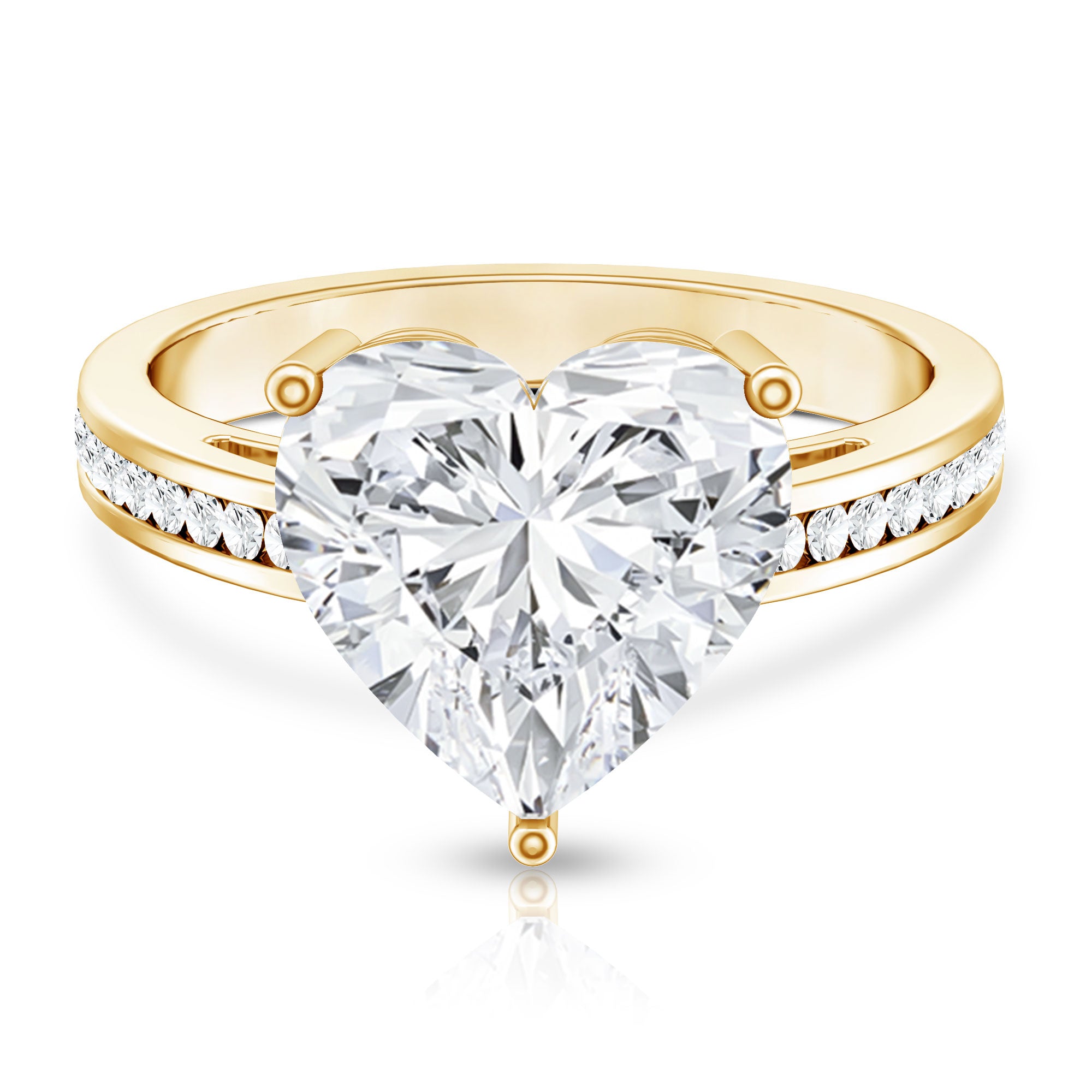 IGI Certified 5 Carat Lab Grown Diamond Heart Engagement Ring with Side Stones Lab - ( E-VS1 ) - Rosec Jewels
