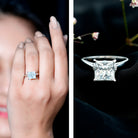 Lab Grown 4 Carat Diamond Princess Cut Engagement Ring with IGI Certificate Lab - ( E-VS1 ) - Rosec Jewels
