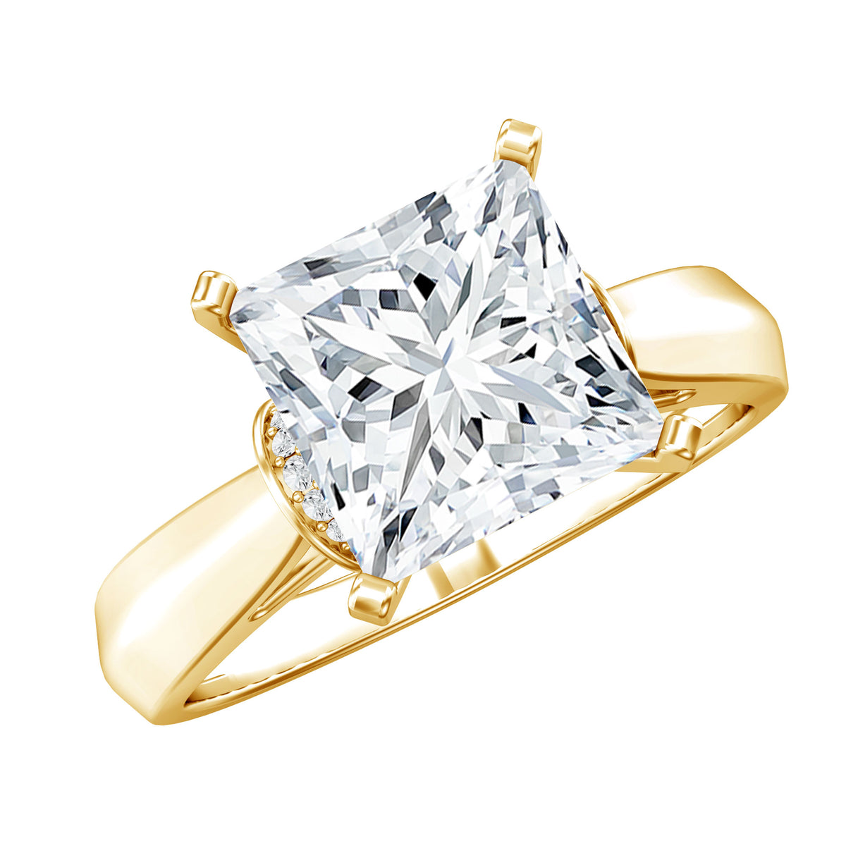 Lab Grown 4 Carat Diamond Princess Cut Engagement Ring with IGI Certificate Lab - ( E-VS1 ) - Rosec Jewels