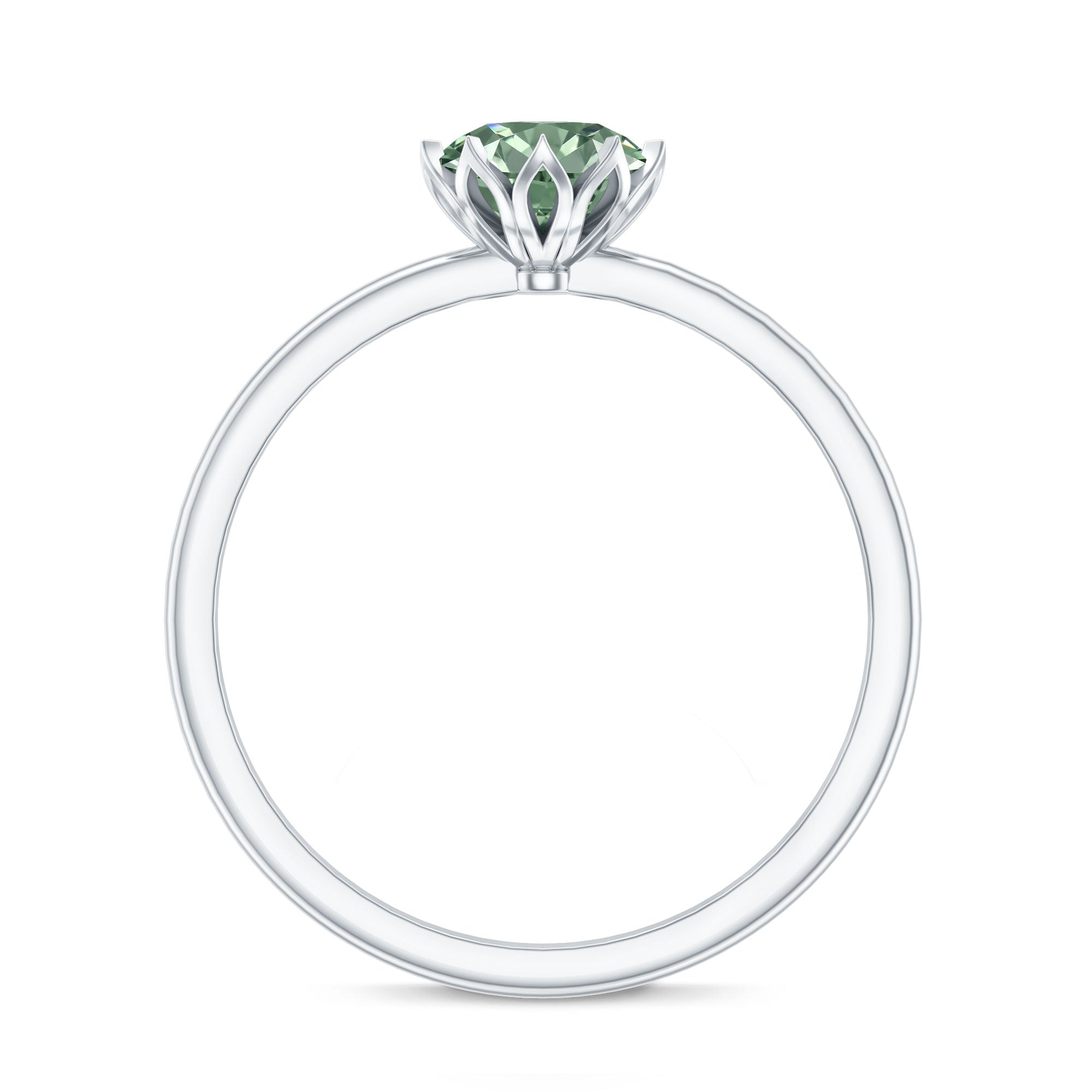 Rosec Jewels-1 Carat Lab Grown Green Diamond Lotus Basket Engagement Ring with IGI Certificate