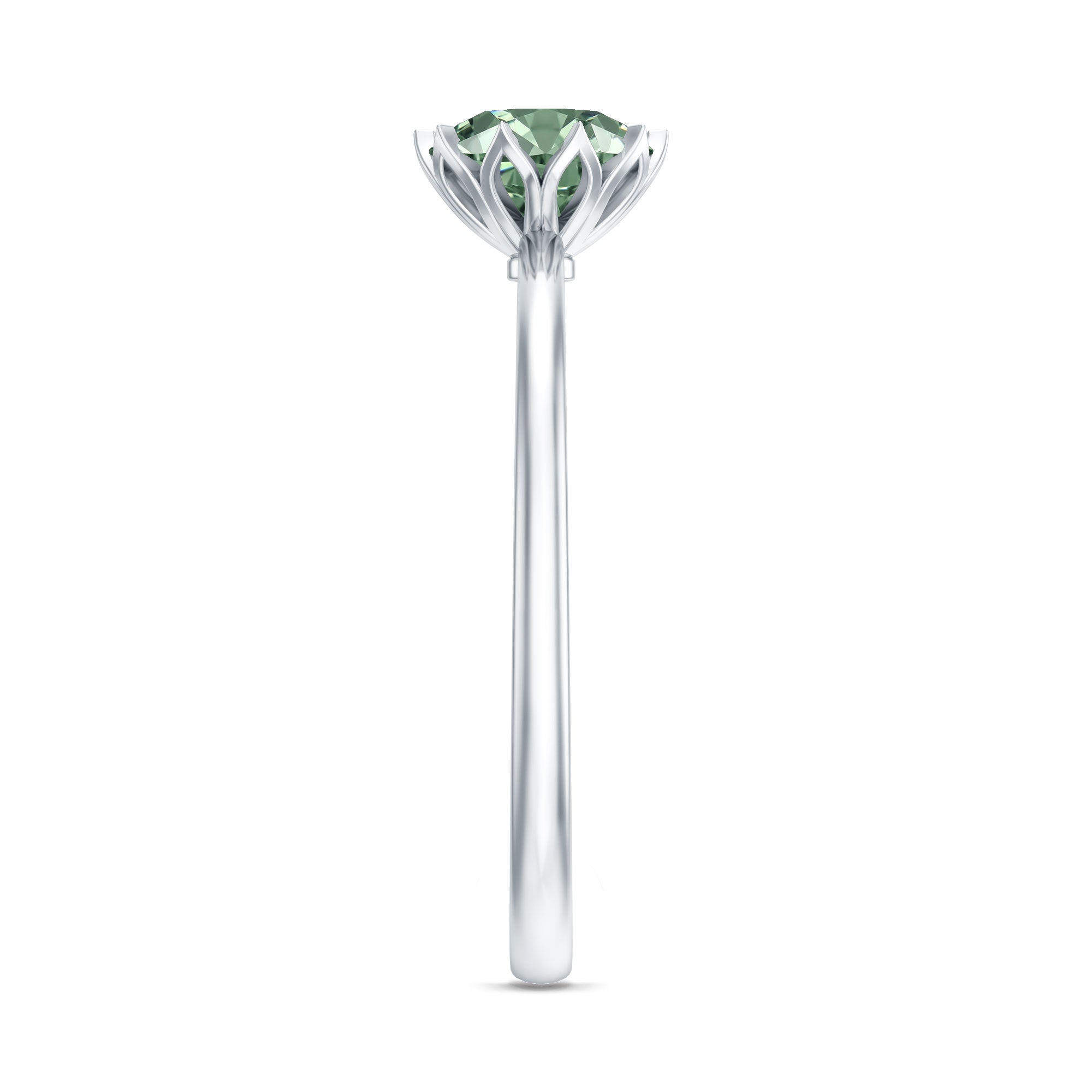 Rosec Jewels-1 Carat Lab Grown Green Diamond Lotus Basket Engagement Ring with IGI Certificate
