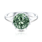 Rosec Jewels-Lotus Basket Set 4 Carat Lab Grown Green Diamond Solitaire Engagement Ring IGI Certified