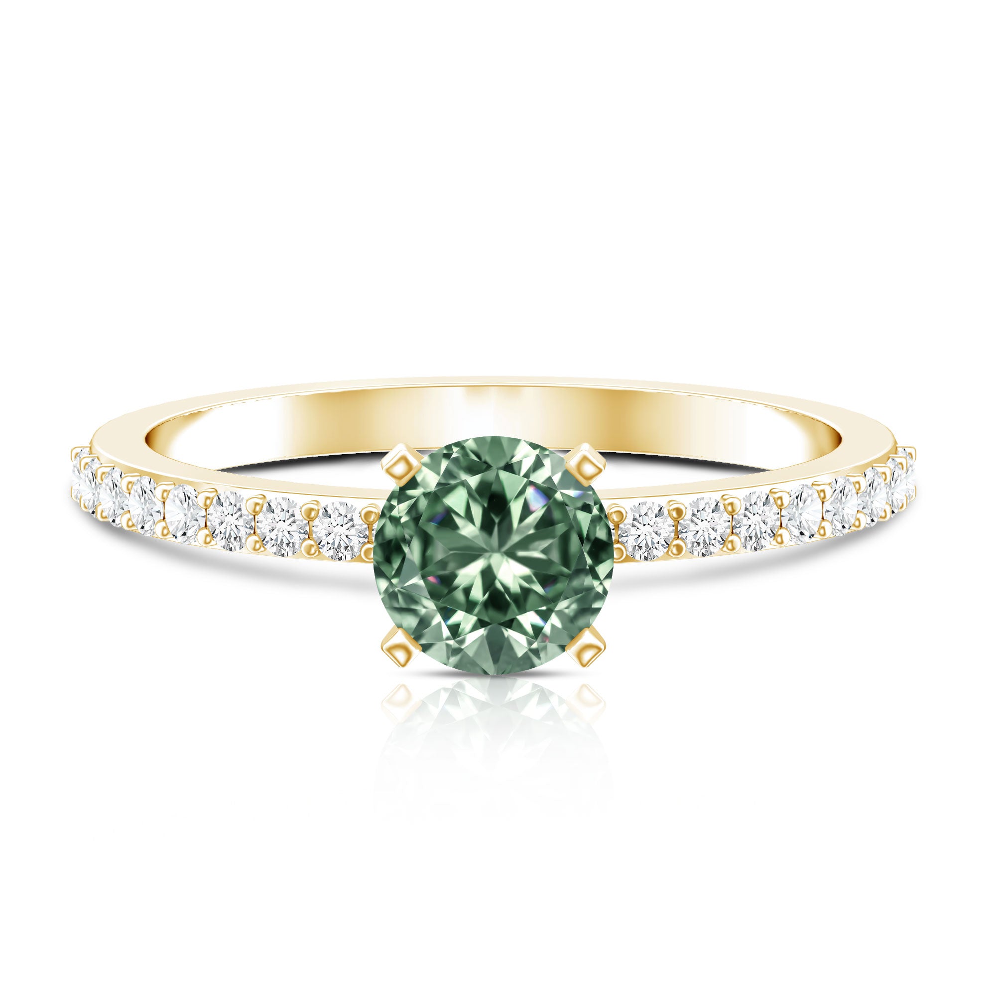 IGI Certified 1 Carat Lab Grown Green and White Diamond Engagement Ring Vivid Green - VS1 - Rosec Jewels