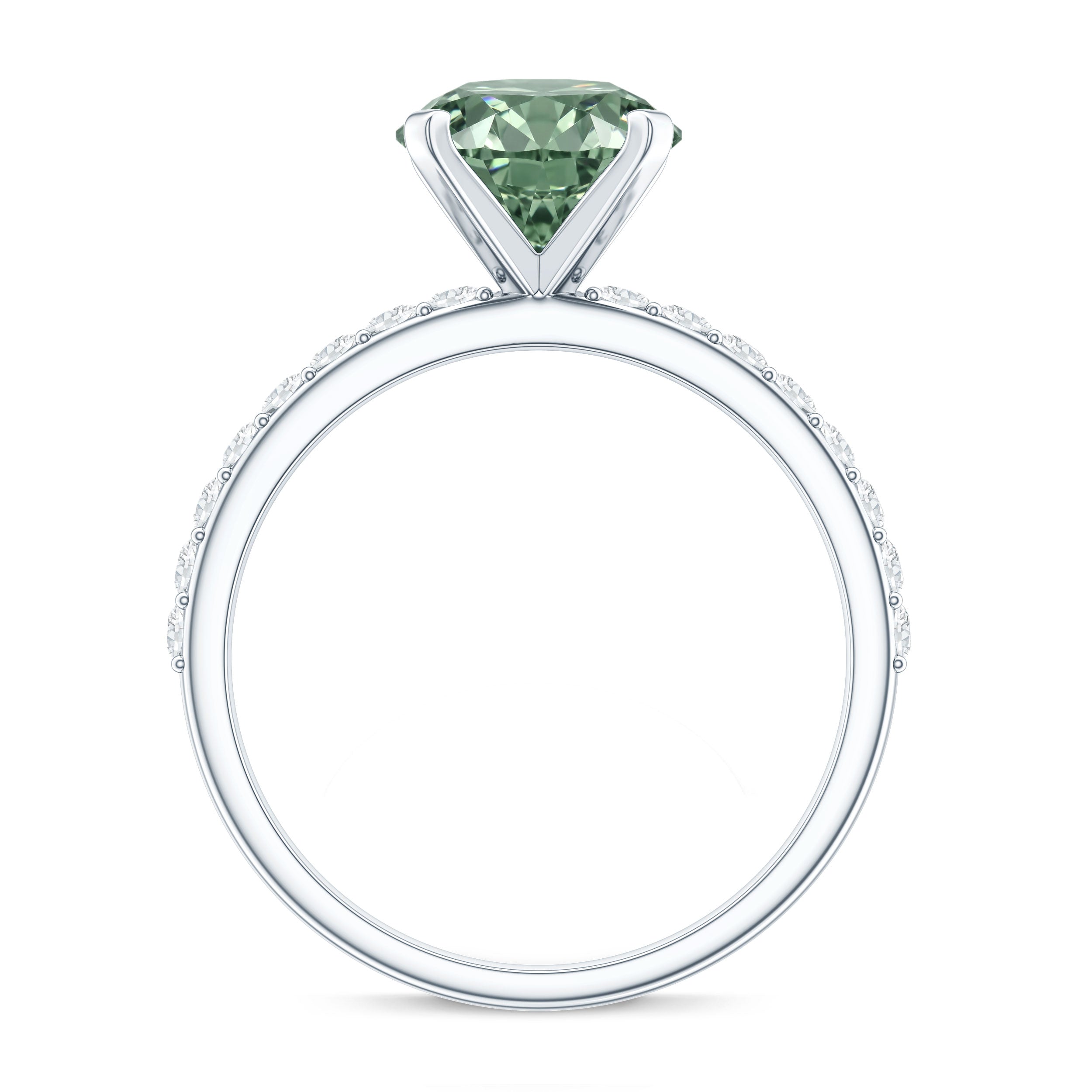 Round 2 Carat Lab Grown Green Diamond Engagement Ring with IGI Certificate Vivid Green - VS1 - Rosec Jewels