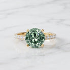 Round 2 Carat Lab Grown Green Diamond Engagement Ring with IGI Certificate Vivid Green - VS1 - Rosec Jewels