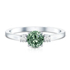 1 Carat IGI Certified Lab Grown Green and White Diamond Three Stone Engagement Ring Vivid Green - VS1 - Rosec Jewels
