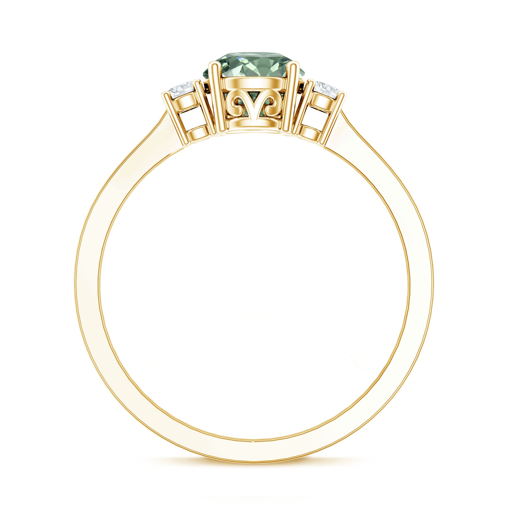 1 Carat IGI Certified Lab Grown Green and White Diamond Three Stone Engagement Ring Vivid Green - VS1 - Rosec Jewels