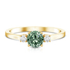 1 Carat IGI Certified Lab Grown Green and White Diamond Three Stone Engagement Ring Vivid Green - VS1 - Rosec Jewels