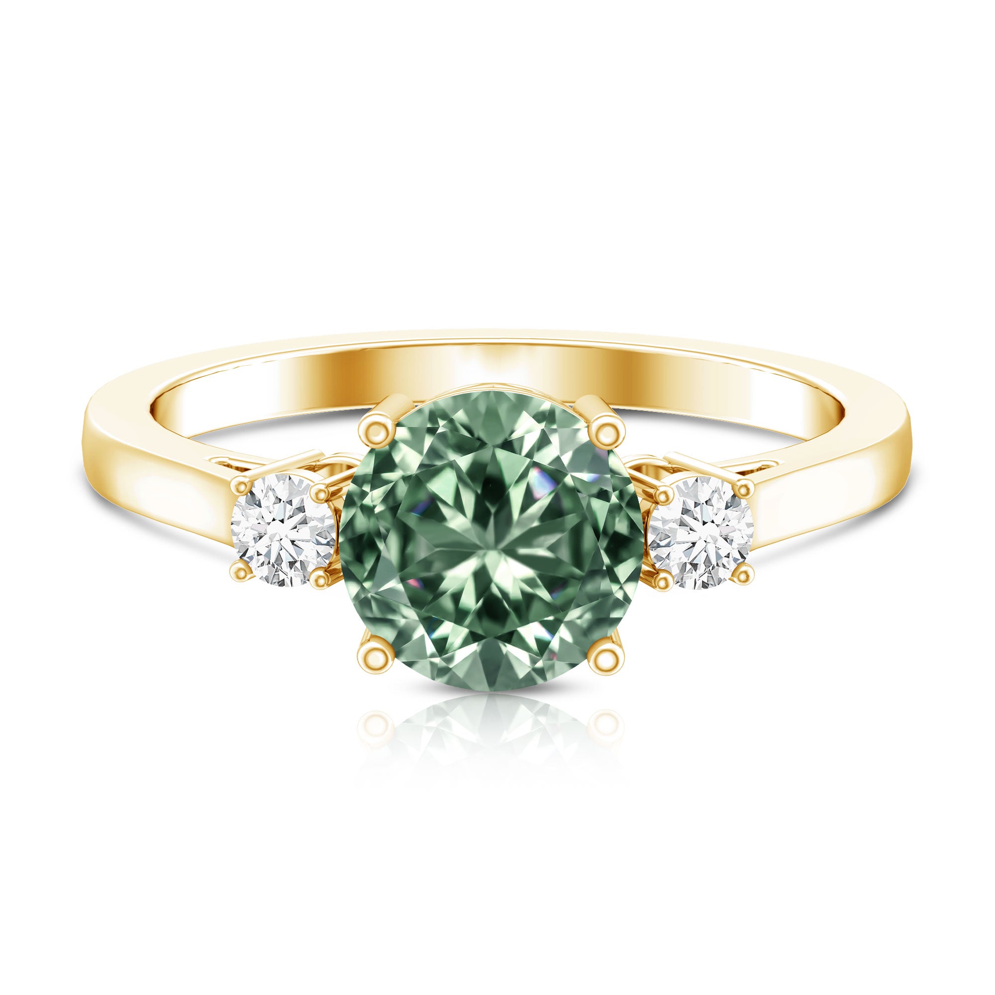 2 Carat Green Diamond Round Engagement Ring with IGI Certificate Vivid Green - VS1 - Rosec Jewels