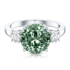 Rosec Jewels-5 Carat Lab Grown Green Diamond Three Stone Engagement Ring with IGI Certificate