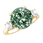 Rosec Jewels-5 Carat Lab Grown Green Diamond Three Stone Engagement Ring with IGI Certificate