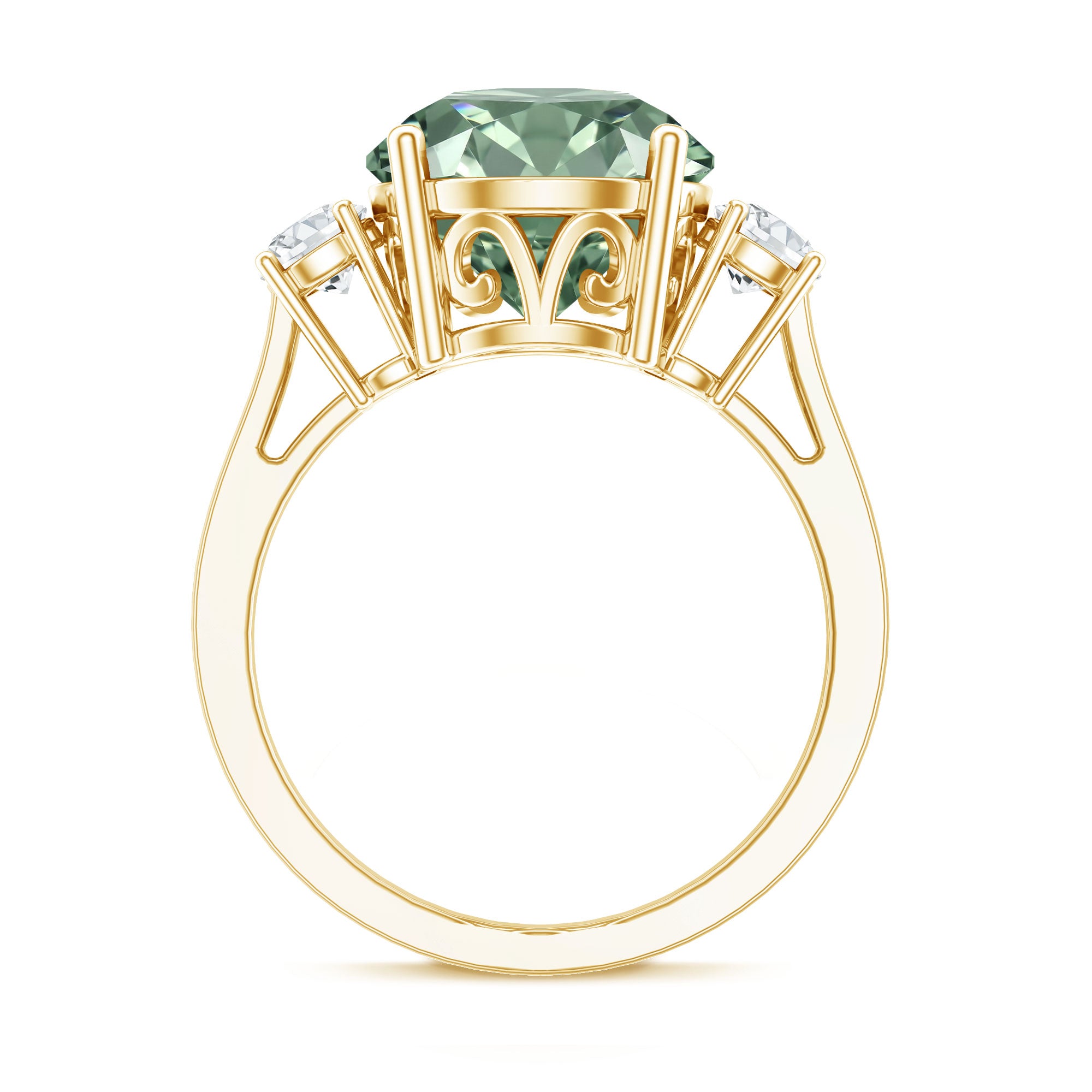 Rosec Jewels-5 Carat Lab Grown Green Diamond Three Stone Engagement Ring with IGI Certificate
