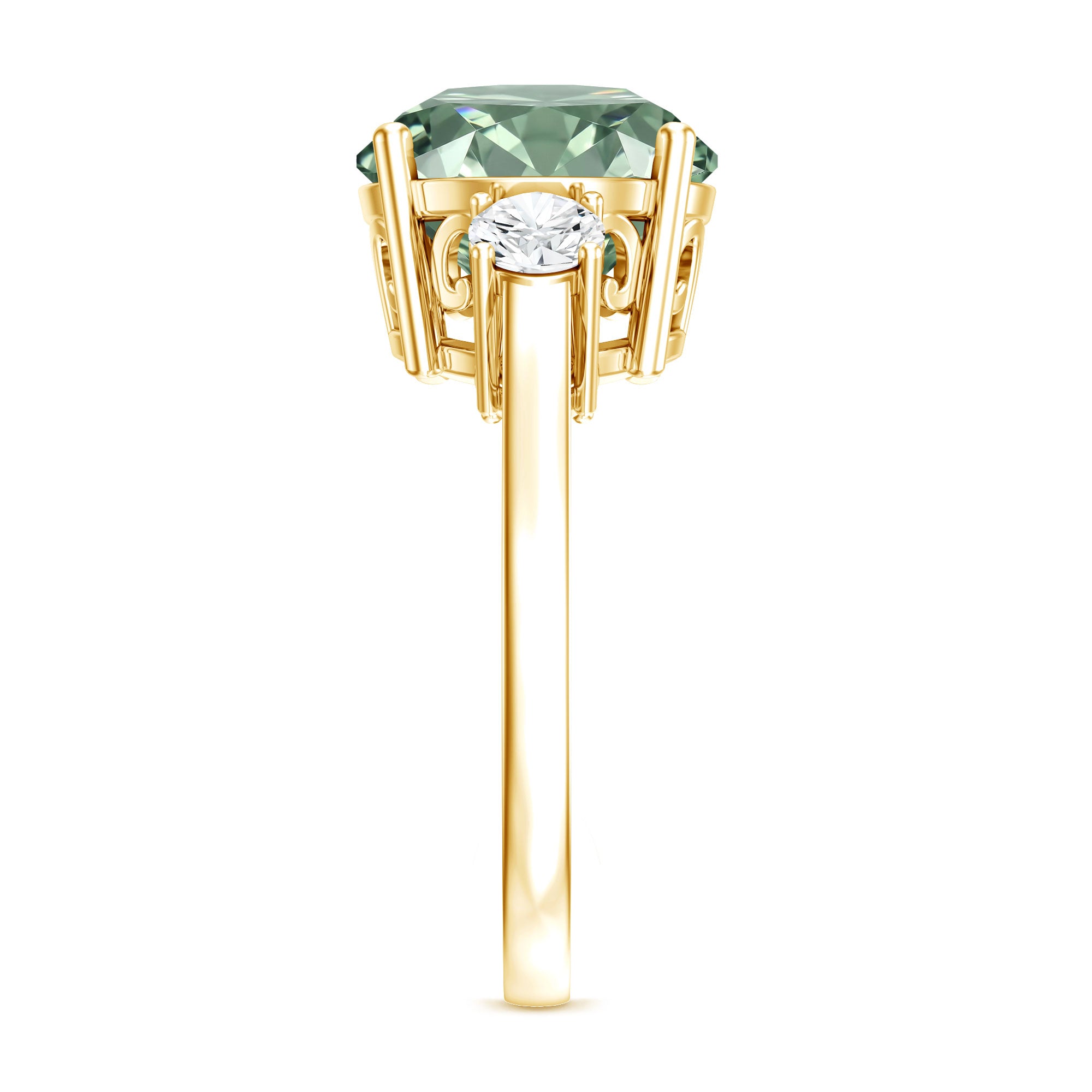Rosec Jewels-5 Carat Lab Grown Green Diamond Three Stone Engagement Ring with IGI Certificate