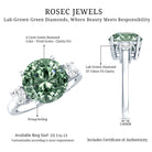 IGI Certified Lab Grown Green and White Diamond Triple Stone Engagement Ring 4 Carat Vivid Green - VS1 - Rosec Jewels