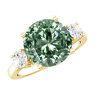 IGI Certified Lab Grown Green and White Diamond Triple Stone Engagement Ring 4 Carat Vivid Green - VS1 - Rosec Jewels