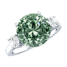 Rosec Jewels-IGI Certified 3 Carat Lab Grown Green Diamond Triple Stone Engagement Ring